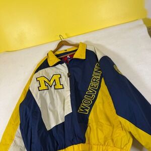 Vintage Pro Layer Michigan Wolverines Quarter Zip Jacket Navy Yellow XL 5977